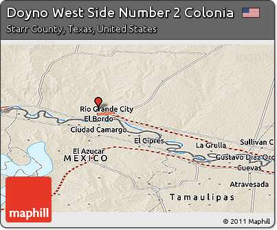 Shaded Relief Panoramic Map of Doyno West Side Number 2 Colonia
