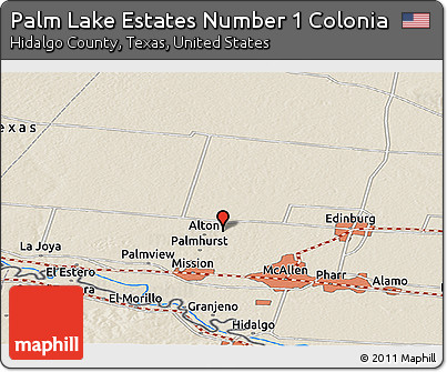 Shaded Relief Panoramic Map of Palm Lake Estates Number 1 Colonia