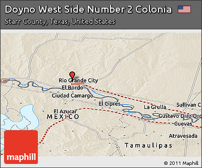 Shaded Relief Panoramic Map of Doyno West Side Number 2 Colonia