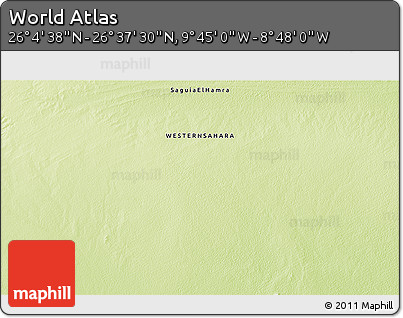Physical 3D Map of the Area around 26° 21' 4" N, 9° 16' 30" W