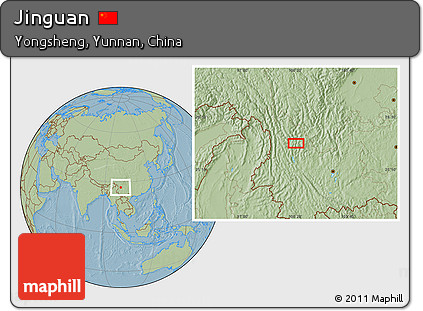 Savanna Style Location Map of Jinguan, hill shading