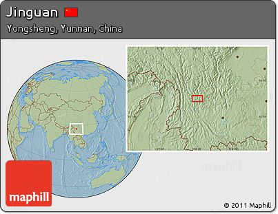Savanna Style Location Map of Jinguan, hill shading