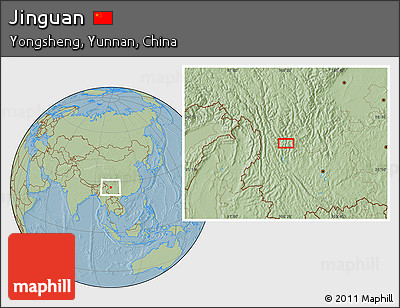 Savanna Style Location Map of Jinguan, hill shading