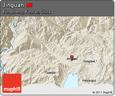 Shaded Relief Panoramic Map of Jinguan