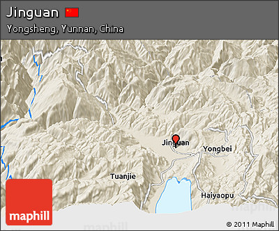 Shaded Relief Panoramic Map of Jinguan