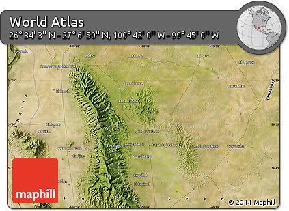 Satellite Map of the Area around 26° 50' 27" N, 100° 13' 29" W