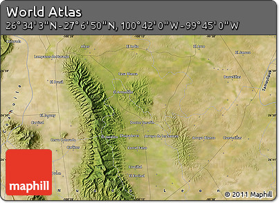 Satellite Map of the Area around 26° 50' 27" N, 100° 13' 29" W