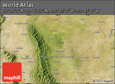 Satellite Map of the Area around 26° 50' 27" N, 100° 13' 29" W