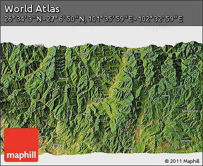 Satellite 3D Map of the Area around 26° 50' 27" N, 102° 4' 29" E