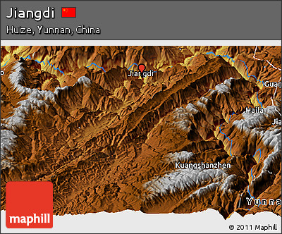 Physical Panoramic Map of Jiangdi