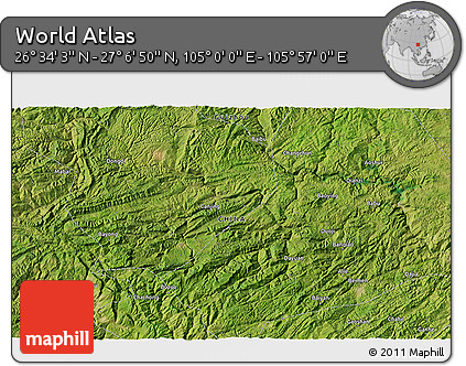 Satellite 3D Map of the Area around 26° 50' 27" N, 105° 28' 29" E