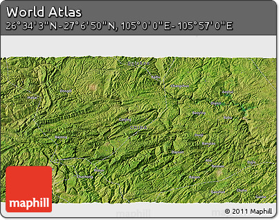 Satellite 3D Map of the Area around 26° 50' 27" N, 105° 28' 29" E