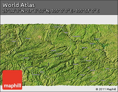 Satellite 3D Map of the Area around 26° 50' 27" N, 105° 28' 29" E
