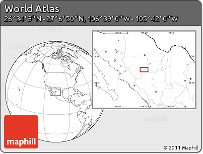 Blank Location Map of the Area around 26° 50' 27" N, 106° 10' 30" W