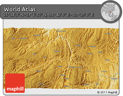 Physical 3D Map of the Area around 26° 50' 27" N, 107° 10' 30" E