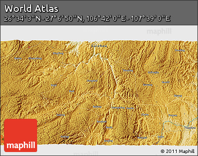 Physical 3D Map of the Area around 26° 50' 27" N, 107° 10' 30" E