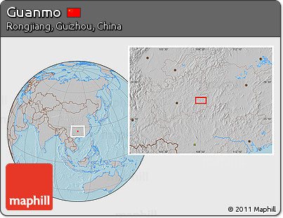 Gray Location Map of Guanmo, hill shading