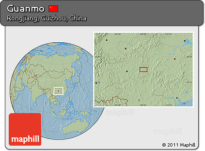 Savanna Style Location Map of Guanmo, hill shading