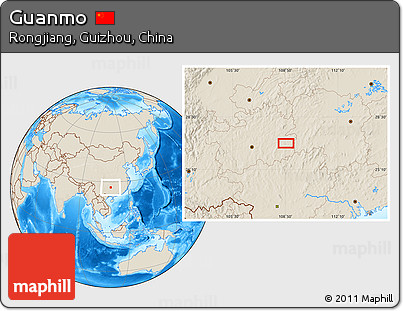 Shaded Relief Location Map of Guanmo