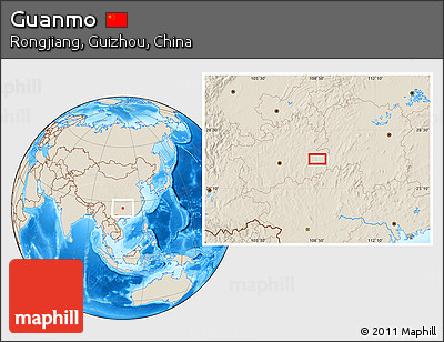 Shaded Relief Location Map of Guanmo