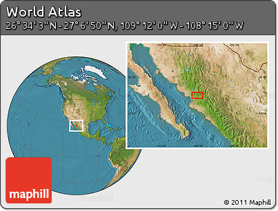Satellite Location Map of the Area around 26° 50' 27" N, 108° 43' 29" W