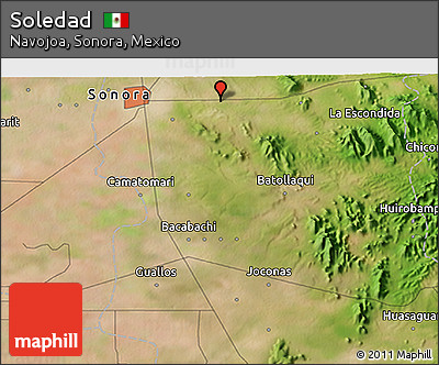 Satellite 3D Map of Soledad