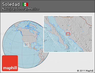 Gray Location Map of Soledad, hill shading