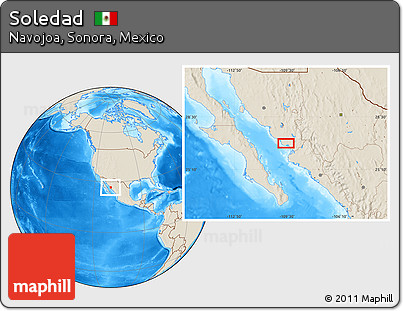 Shaded Relief Location Map of Soledad