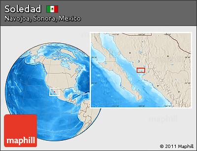 Shaded Relief Location Map of Soledad