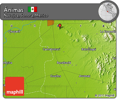 Physical Map of Ánimas