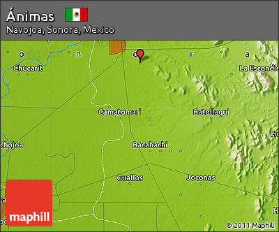 Physical Map of Ánimas