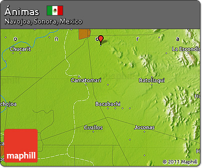 Physical Map of Ánimas