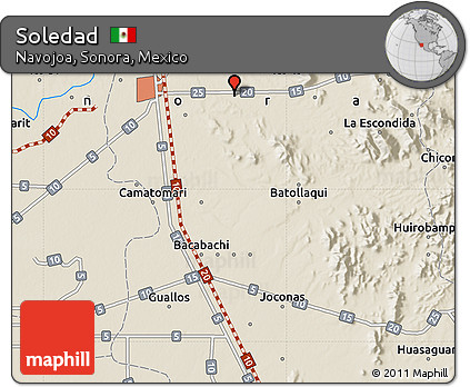 Shaded Relief Map of Soledad