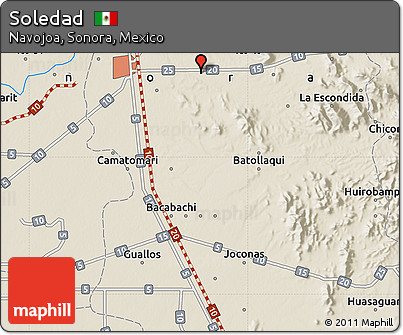 Shaded Relief Map of Soledad