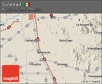 Shaded Relief Map of Soledad