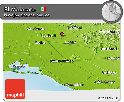 Physical Panoramic Map of El Malacate