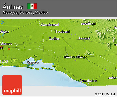 Physical Panoramic Map of Ánimas