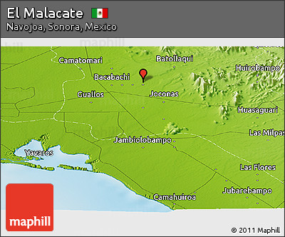 Physical Panoramic Map of El Malacate
