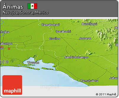 Physical Panoramic Map of Ánimas