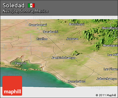 Satellite Panoramic Map of Soledad