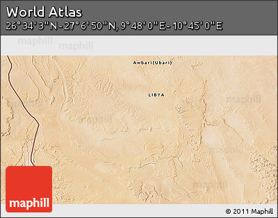 Satellite 3D Map of the Area around 26° 50' 27" N, 10° 16' 30" E