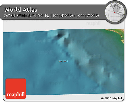 Satellite 3D Map of the Area around 26° 50' 27" N, 110° 25' 30" W