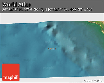 Satellite 3D Map of the Area around 26° 50' 27" N, 110° 25' 30" W