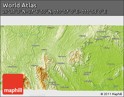 Physical 3D Map of the Area around 26° 50' 27" N, 111° 25' 30" E