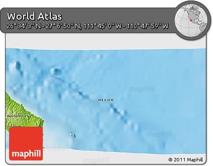 Physical 3D Map of the Area around 26° 50' 27" N, 111° 16' 30" W