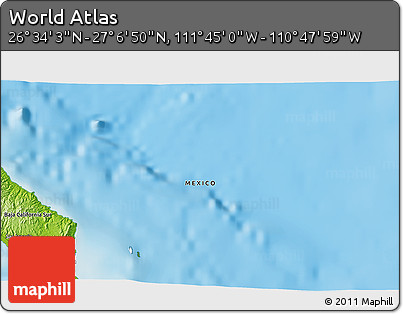 Physical 3D Map of the Area around 26° 50' 27" N, 111° 16' 30" W