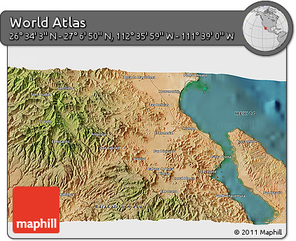 Satellite 3D Map of the Area around 26° 50' 27" N, 112° 7' 30" W