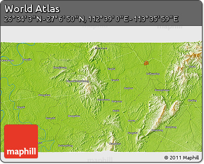 Physical 3D Map of the Area around 26° 50' 27" N, 113° 7' 30" E
