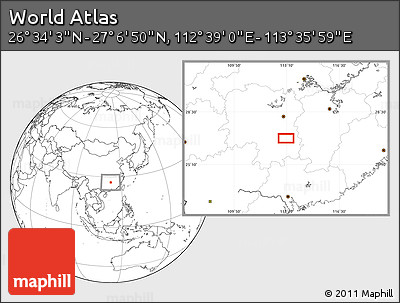 Blank Location Map of the Area around 26° 50' 27" N, 113° 7' 30" E