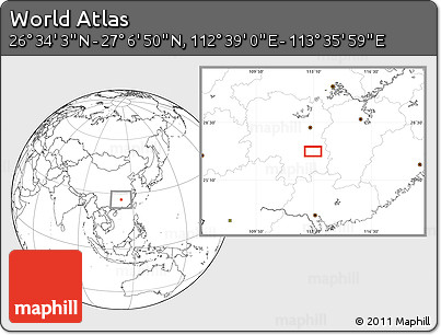 Blank Location Map of the Area around 26° 50' 27" N, 113° 7' 30" E
